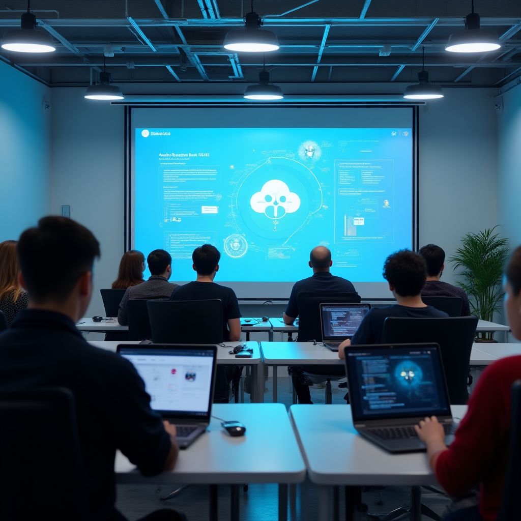 AI Academy modern eğitim sınıfında öğrenciler