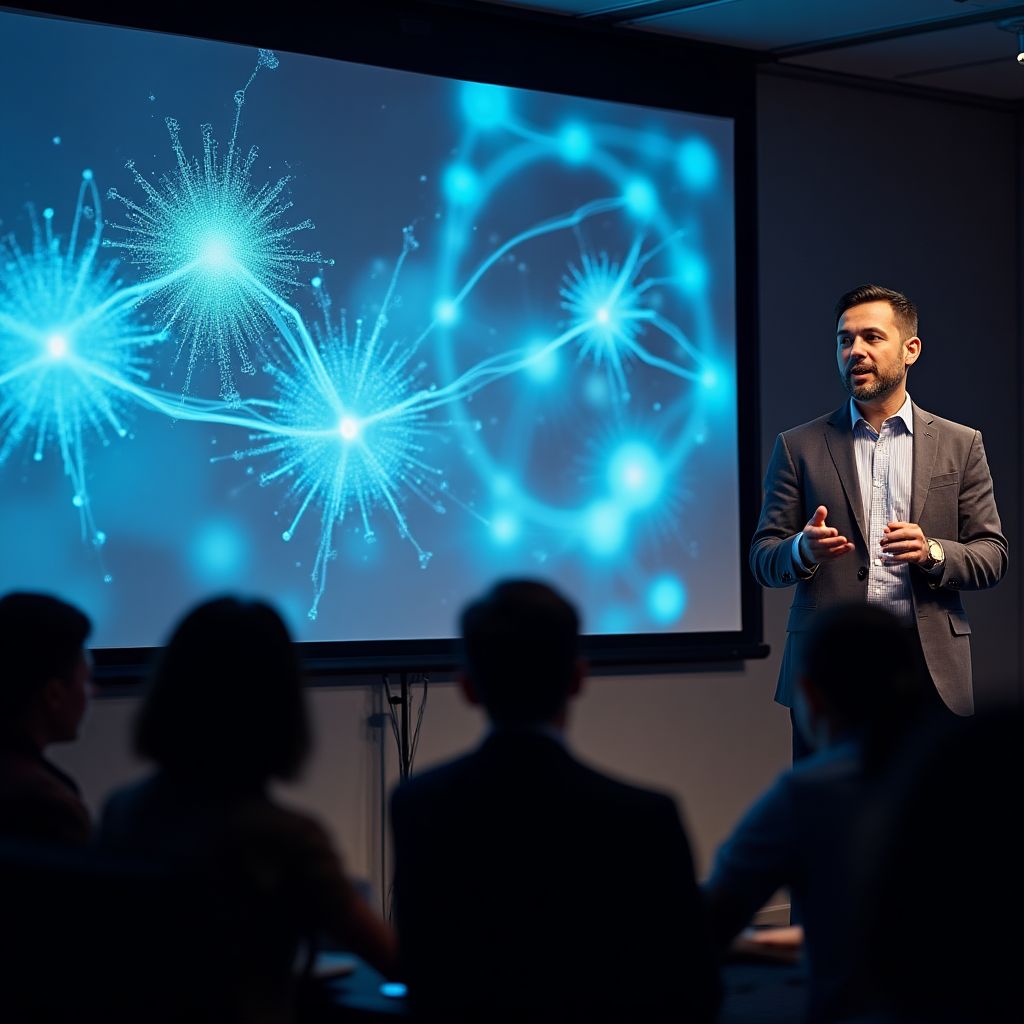 AI Academy eğitmenler konferans sunumu yapıyor